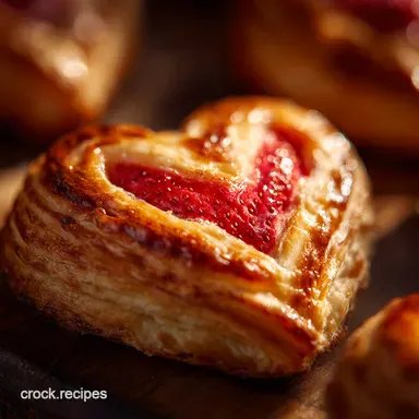Easy heartshaped strawberry pastries Quick Flaky Puff Pastry Hearts in 35 Mins