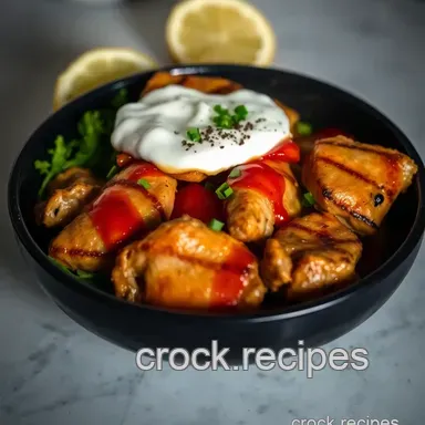 Flame-Broiled Chicken Bowl with Nutritional Sauce: Healthy & Flavorful Dinner Recipe Card
