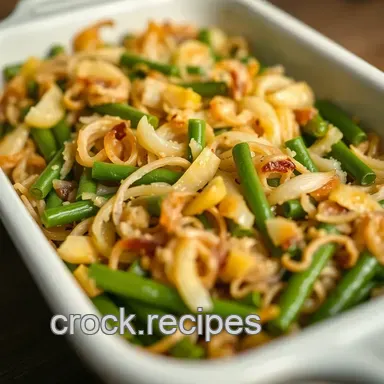French Onion Green Bean Casserole: Classic Comfort! Recipe Card