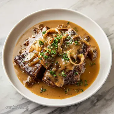 Best Crock Pot French Onion Pot Roast with Gravy Recipe Card