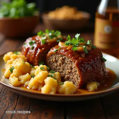 French Onion Meatloaf with Truffle Mash Truly Decadent Comfort Recipe Card