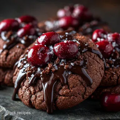 Chocolate Covered Cherry Cookies Fudgy Truffle Cookie Recipe Recipe Card