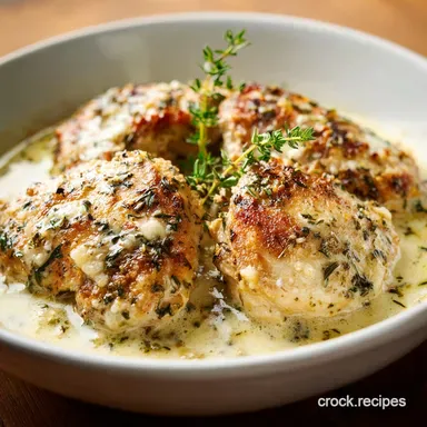Garlic Butter Chicken Crockpot Recipe for 6 Servings Recipe Card
