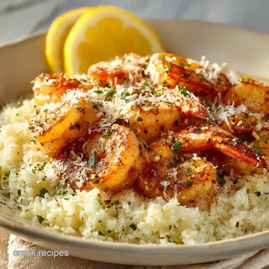 Speedy Garlic Butter Shrimp with Lemon Parmesan Cauliflow Rice