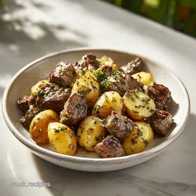 Slow Cooker Garlic Butter Steak Bites for 6
