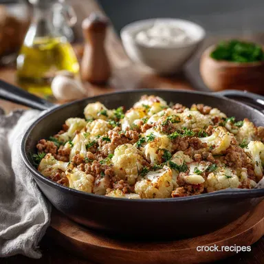OnePan Garlic Butter Ground Turkey with Cauliflower Ready in 35 Minutes Recipe Card