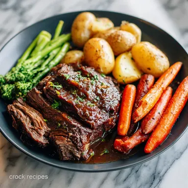 Garlic Herb Crockpot Beef Pot Roast for 7 Recipe Card