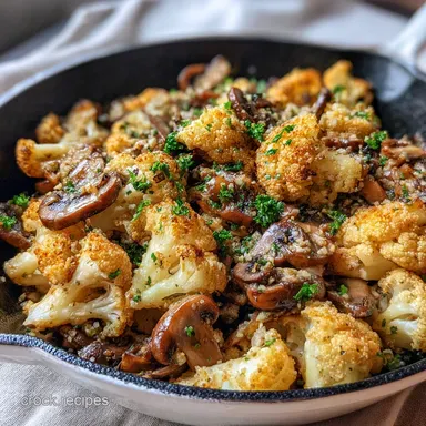 Garlic Mushroom Cauliflower Skillet in 20 Minutes: Caramelized Recipe Card