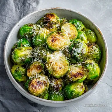 Roasted Brussel Sprout Recipe with Garlic and Parmesan for 4 Servings Recipe Card