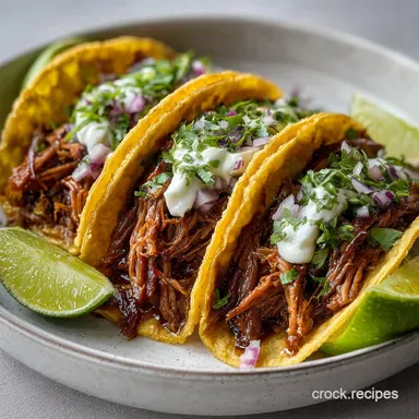 GF Shredded Beef Tacos with Lime | Slow Cooked Recipe Card