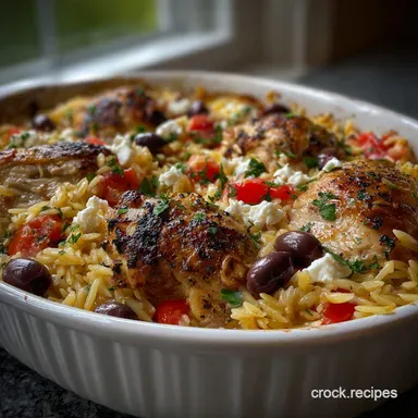 Greek Chicken Orzo Casserole familyfriendly comfort in Under 1 Hour Recipe Card