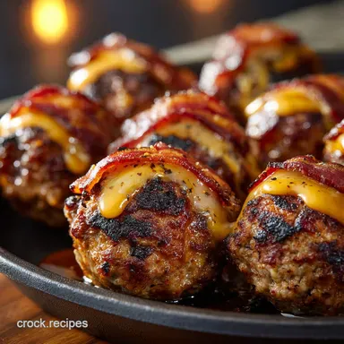 LowCarb Grilled Bacon Cheeseburger Meatballs Ultimate BBQ Keto Bites Recipe Card