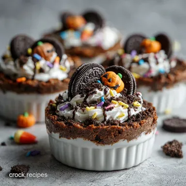 Healthy Halloween Dirt Cup Easy Spooky Dessert Idea with Chocolate Pudding in 50 Minutes Recipe Card