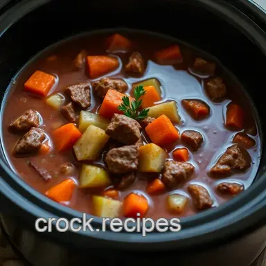 Hearty Vegetable Beef Soup Crock Pot Recipe – Cozy Slow Cooker Classic Recipe Card