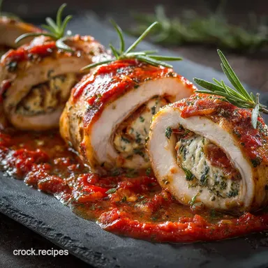 High Protein Low Carb Recipes: Tuscan Stuffed Chicken Roulades (45 Min) Recipe Card