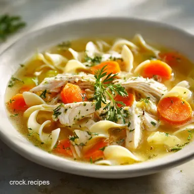 Homemade Chicken Noodle Soup for 6 Servings Recipe Card
