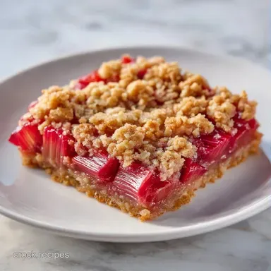 Rhubarb Bars with Oat Crunch Recipe Card