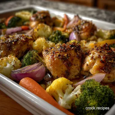 Easy Sheet Pan Honey Dijon Chicken with Roasted Veggies Recipe Card
