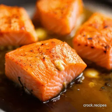 Honey Butter Garlic Salmon Bites Quick Easy Recipe Card