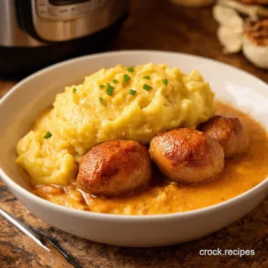 Instant Pot Bangers Mash Easy Comfort Food Recipe Card
