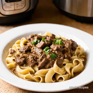 Instant Pot Beef Stroganoff Ready in a Jiffy Recipe Card