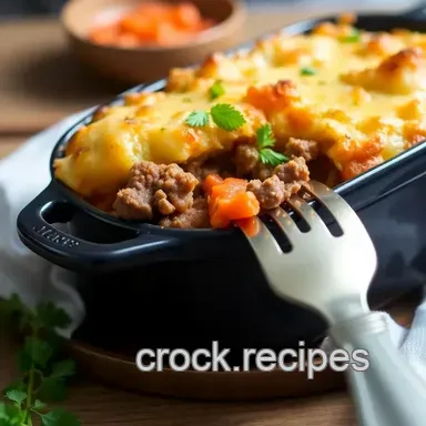 Delicious Add to Favourite + Print Lamb, Harissa & Cauliflower Shepherd's Pie By Ailsa Burt - A Spicy Twist on a Classic Comfort Food Recipe Card