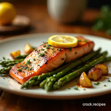 LemonGarlic Herb Salmon with Asparagus Crispy Potatoes Recipe Card