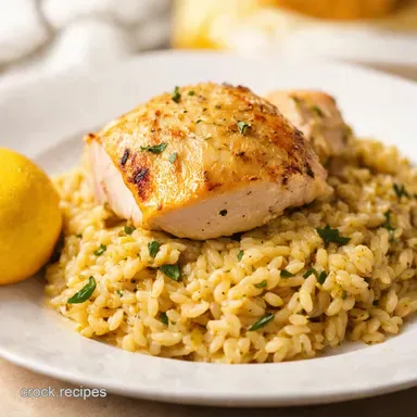 Lemon Herb chicken and orzo OnePan Med Magic Recipe Card