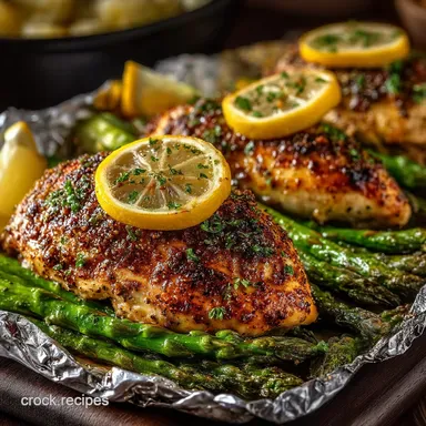 LemonGarlic Baked Chicken with Asparagus Foil Pack 25 Min CleanupFree Dinner Recipe Card