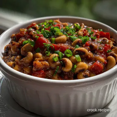 Lucky Food for the New Year with Black Eyed Peas: Savory Recipe Card