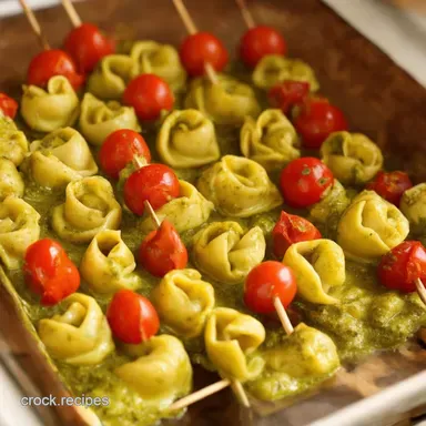 Mini Tortellini Kabobs My Easy Pesto Tomato Party Bites Recipe Card