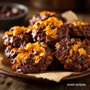 Chocolate Peanut Butter Cornflake Cookies: Crispy No-Bake Treats Recipe Card