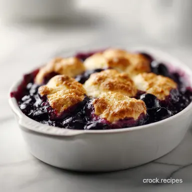 Blueberry Cobbler with Frozen Blueberries: Golden and Baked Recipe Card