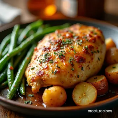 OnePan Garlic Herb Chicken with Crispy Potatoes Green Beans Recipe Card