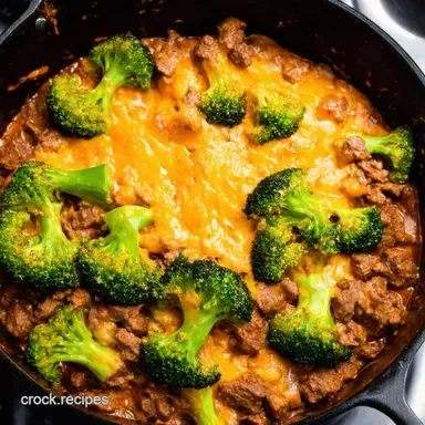 OnePan Cheesy Beef Broccoli Skillet Easy Skillet Meals Ground Beef Recipe Card
