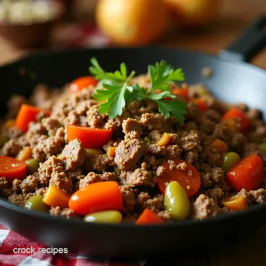 OnePan Wonder Healthy Ground Beef Veggie Skillet Recipe Card