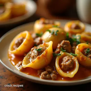 OnePot Creamy Beef Shells Comfort Food Made Easy Recipe Card