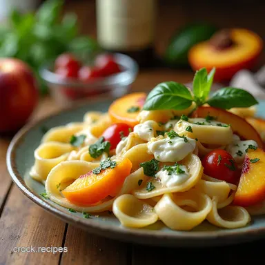 SunKissed Peach Burrata Pasta Salad with Basil Vinaigrette Recipe Card