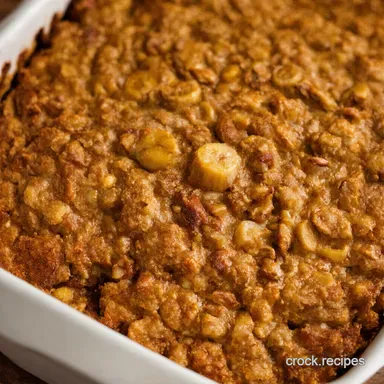 Peanut Butter Banana Baked Oatmeal A Hug in a Dish Recipe Card