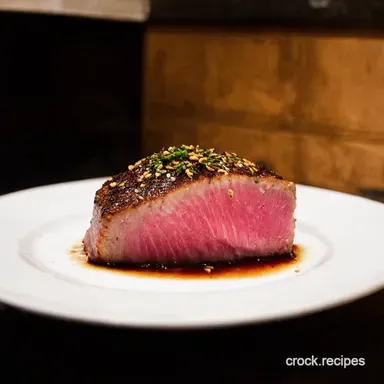 Seared Tuna Steaks SesameGinger Glaze Ready in Minutes Recipe Card