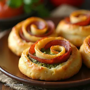 Golden Swirls Easy Pesto Prosciutto Crescent Roll Appetizers Recipe Card