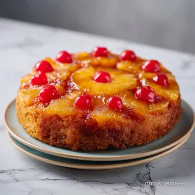 Pineapple Upside Down Cake: Caramelized Sponge for 10 Servings Recipe Card