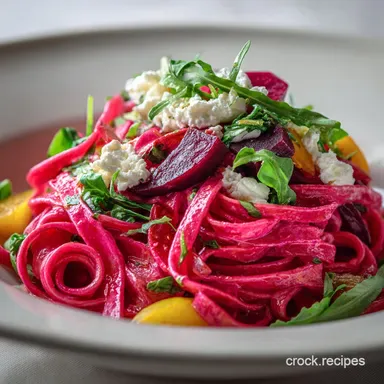 Galentines Party Food Idea Dinner: Velvety Pink Beet Pasta Recipe Card
