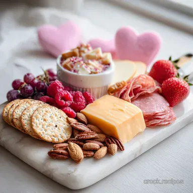 Pretty Pink Charcuterie Board for Galentines Party with Fresh Berries - Effortless Elegance Recipe Card