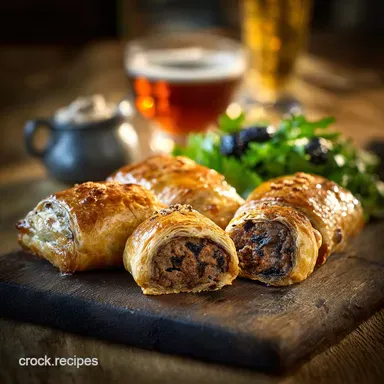 Pork and black pudding sausage rolls Proper pubstyle snack recipe Recipe Card