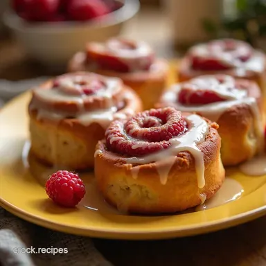 Fluffy Raspberry Cinnamon Rolls with Bright Lemon Glaze Recipe Card
