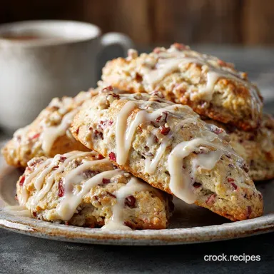 Rhubarb Pecan Scones Proper British Flaky Scones with Lemon Drizzle Recipe Card