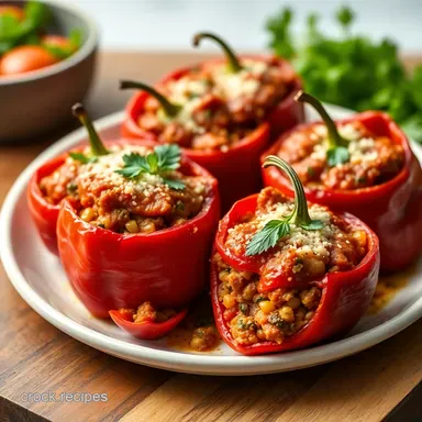 Roasted Red Pepper & Chorizo Stuffed Peppers: A Spanish Fiesta! Recipe Card