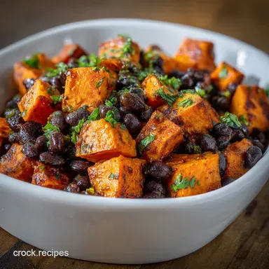 Daniel Fast Food Recipe with Roasted Sweet Potatoes and Black Beans Recipe Card