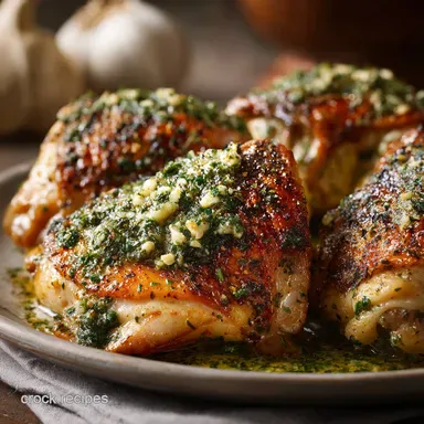 Roasted Turkey Thighs with Garlic Herb Butter UltraTender Crispy Recipe Card